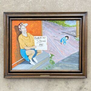 Original Framed Oil Painting Art on Canvas, Santa Fe Barrio